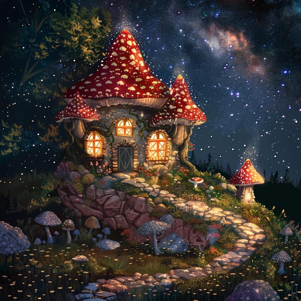 YAMIDAI Wooden Jigsaw Puzzle - 500 Piece Mushroom Fantasy Castle, HD Photo Quality, Challenging Adult Puzzle