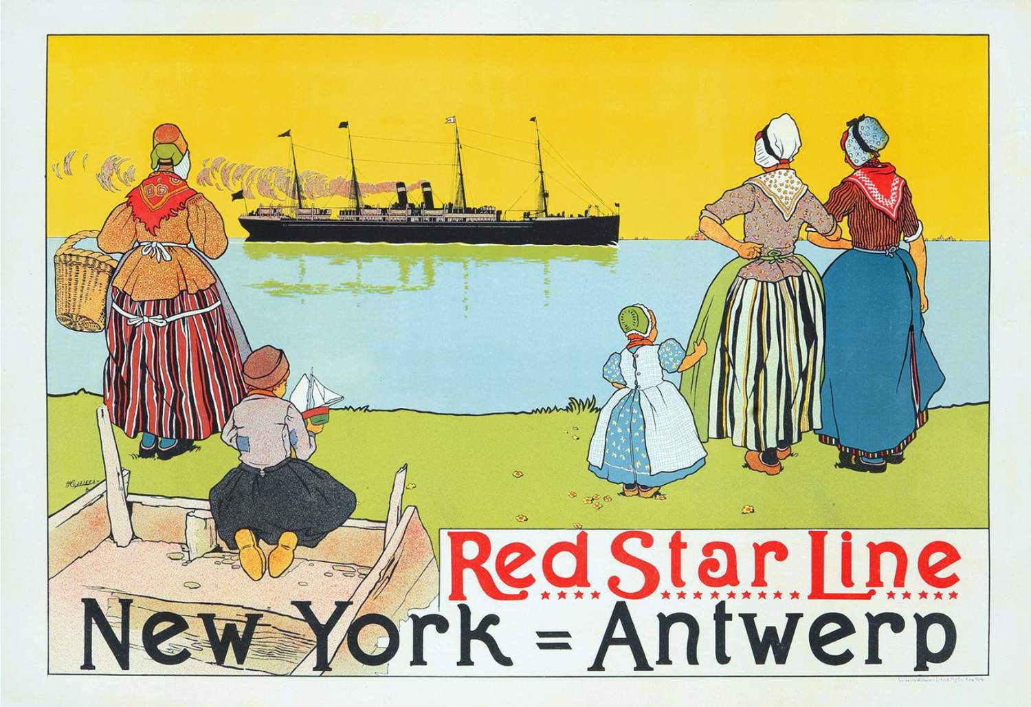 Solve Red Star Line New York Antwerp Ca 1899 Poster By Henri Paul solve-red-star-line-new-york-antwerp-ca-1899-poster-by-henri-paul