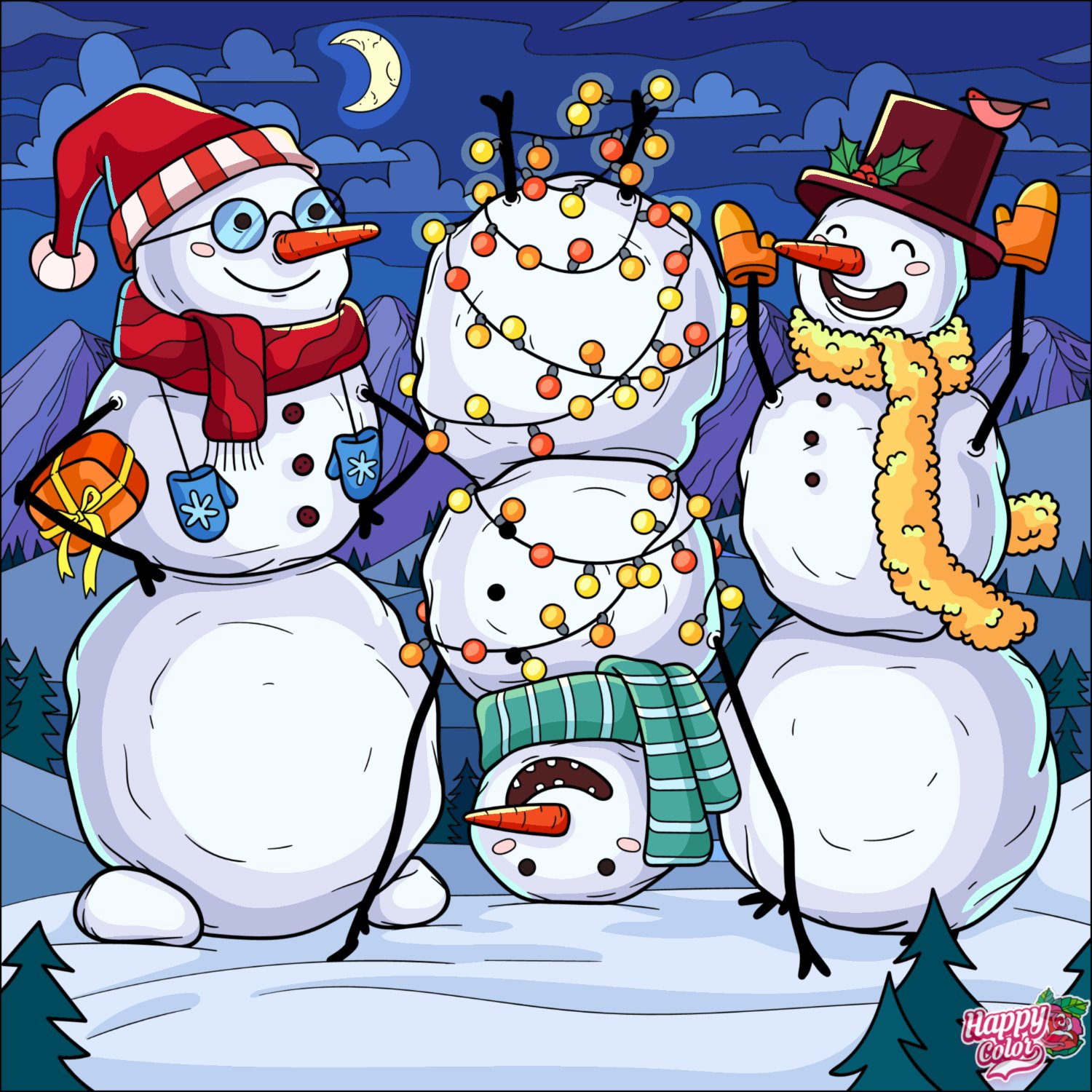 Solver Trio Solve Trio in the snow . . . . . jigsaw puzzle online with 64 pieces