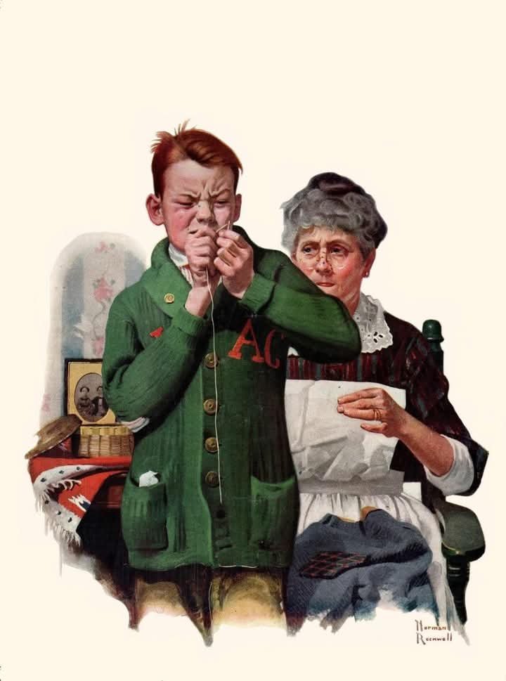 Solve Norman Rockwell jigsaw puzzle online with 63 pieces