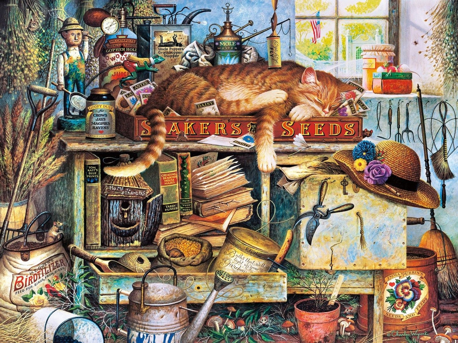 Solve Charles Wysocki Cats jigsaw puzzle online with 540 pieces