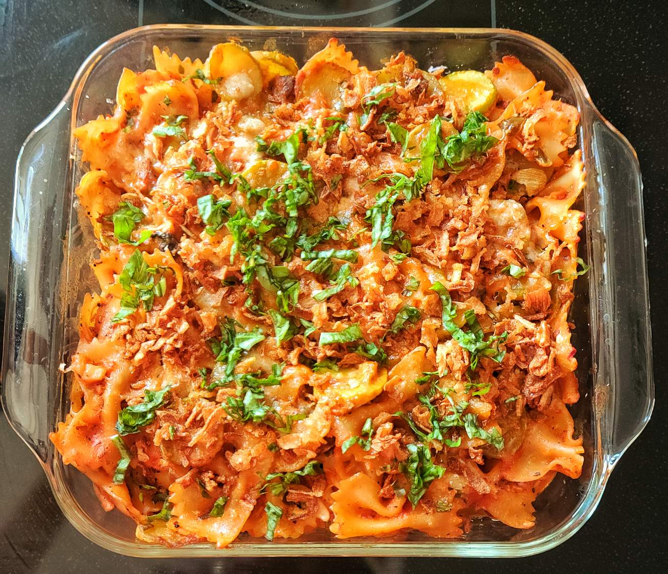 Solve Tromboncino Squash/Pasta Casserole jigsaw puzzle online with 72