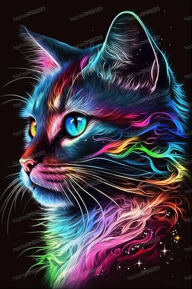 Solve Beautiful colorful kitty... jigsaw puzzle online with 96 pieces