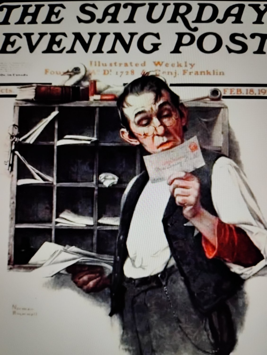 Solve Norman Rockwell jigsaw puzzle online with 63 pieces
