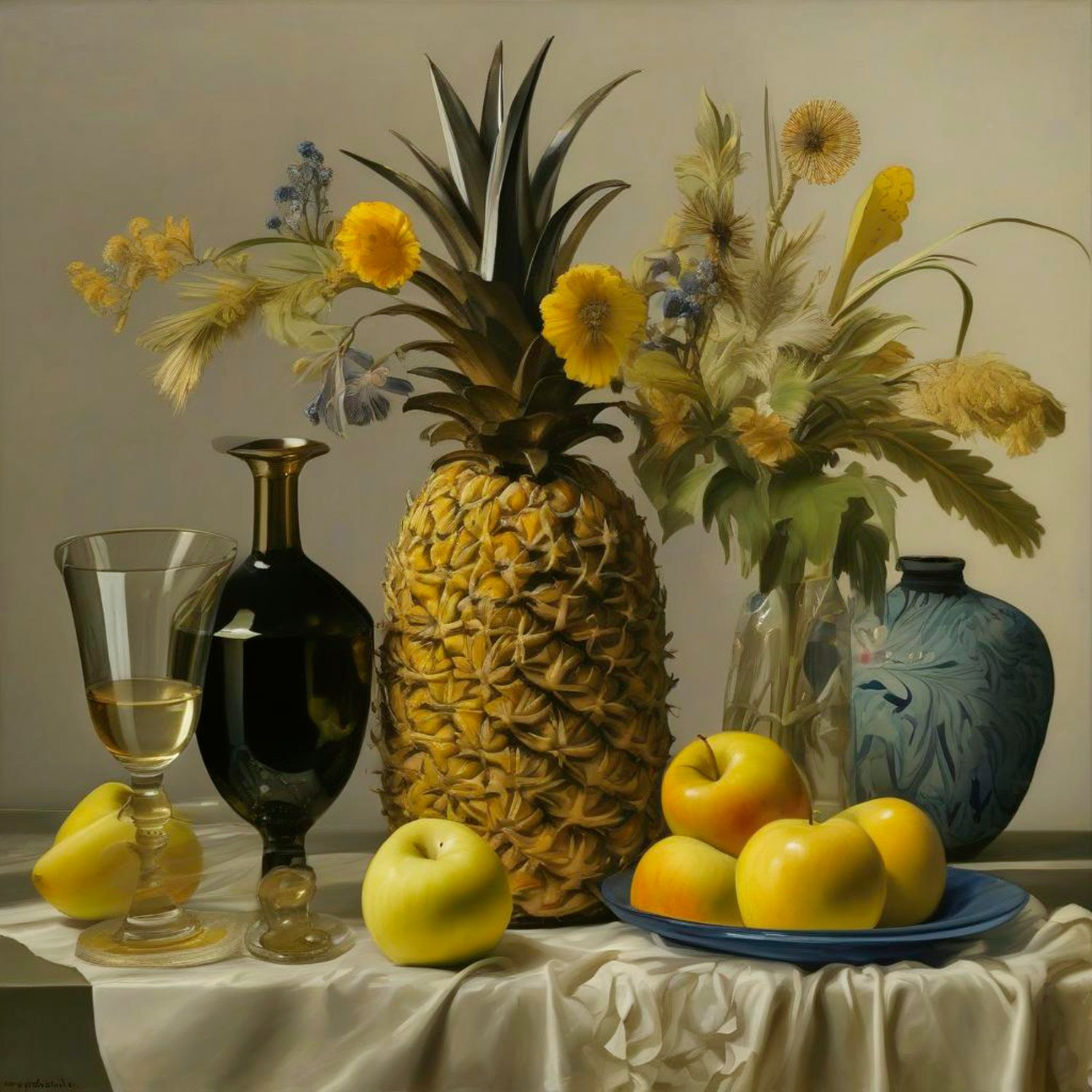 Solve Still life with pineapple jigsaw puzzle online with 169 pieces