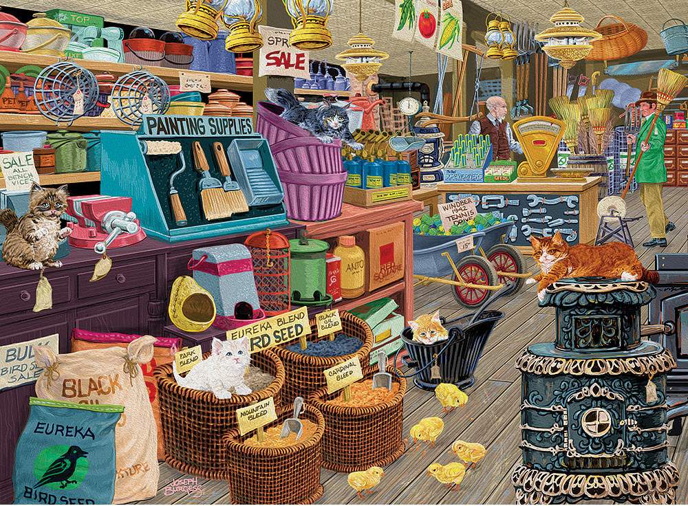 Solve party in the feed aisle jigsaw puzzle online with 108 pieces