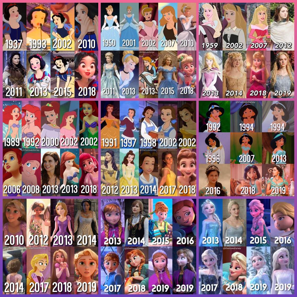 Solve Disney Princesses through the years jigsaw puzzle online with 361 ...