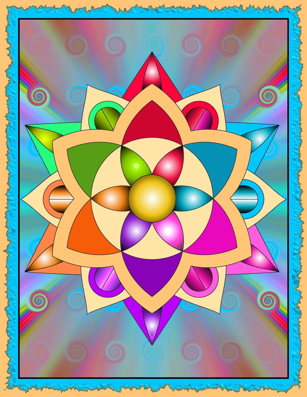 Solve Mandala 04 06 2024 (14) J jigsaw puzzle online with 63 pieces