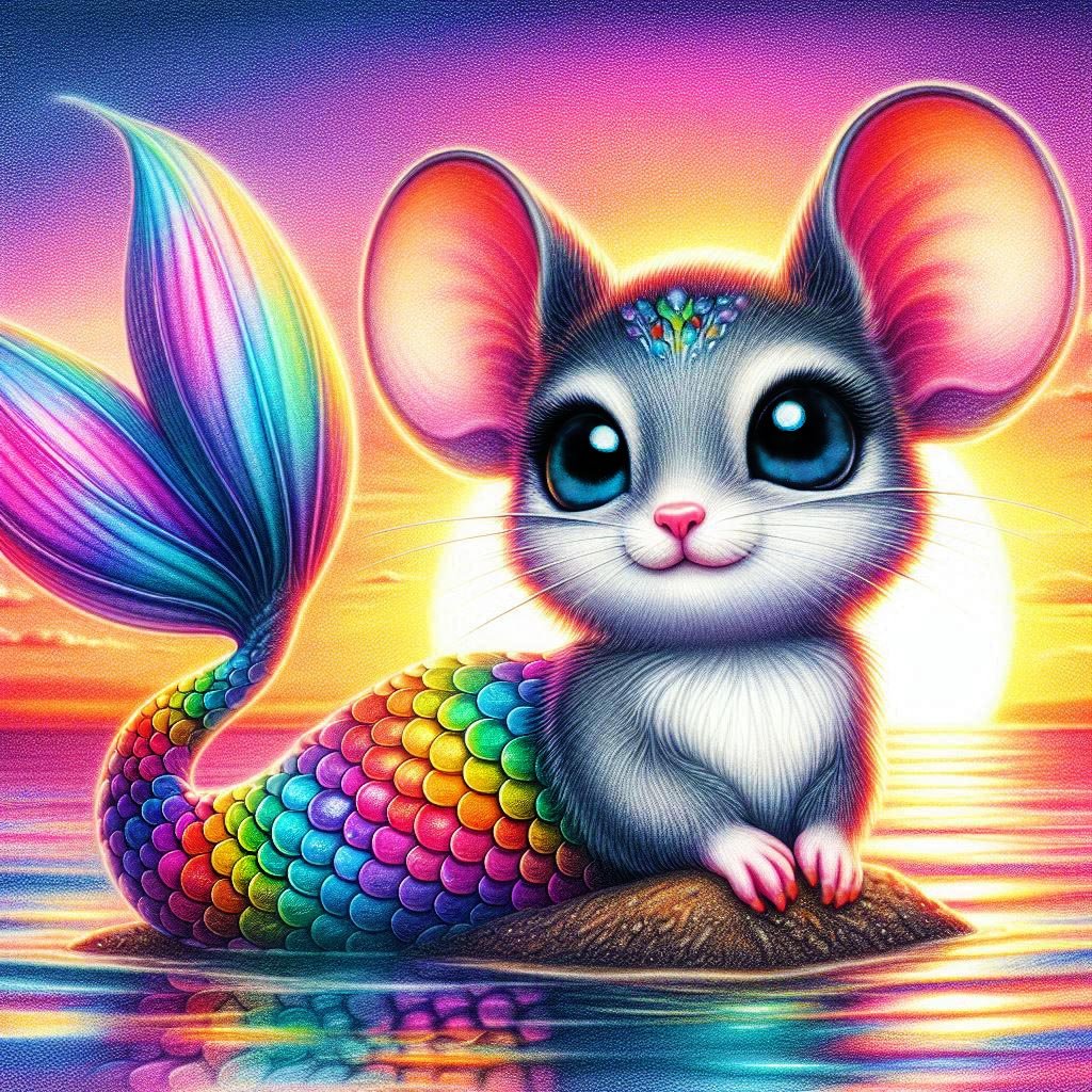 Solve Coral the beautiful mouse mermaid jigsaw puzzle online with 49 pieces