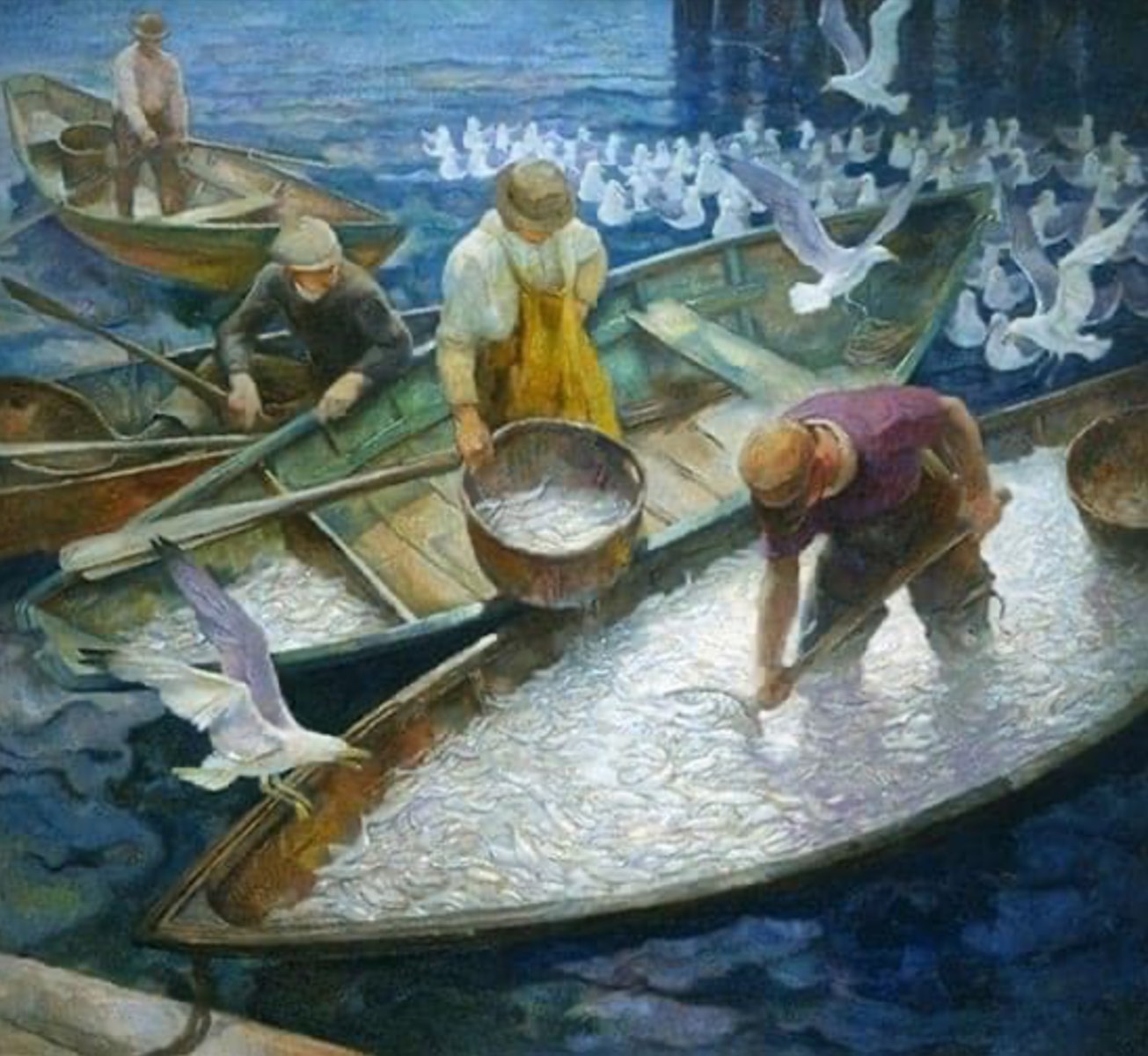 Solve N.C. Wyeth Herring, 1935 jigsaw puzzle online with 36 pieces