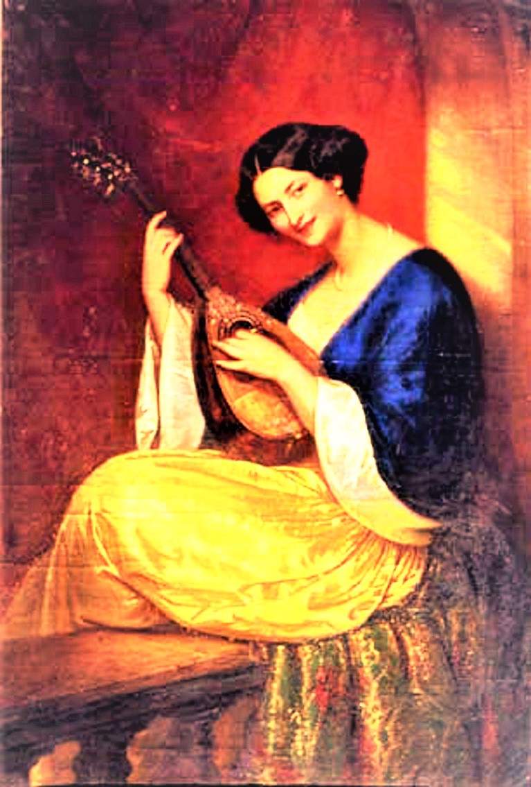 Solve Mandoliinimängija/Mandolin Player (1851) jigsaw puzzle online