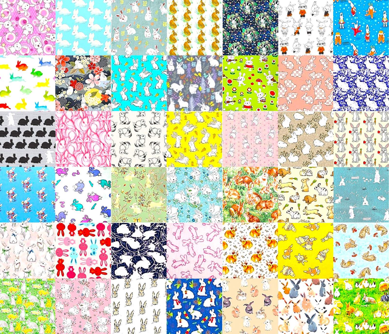 Solve PATCHWORK TINY RABBITS jigsaw puzzle online with 154 pieces