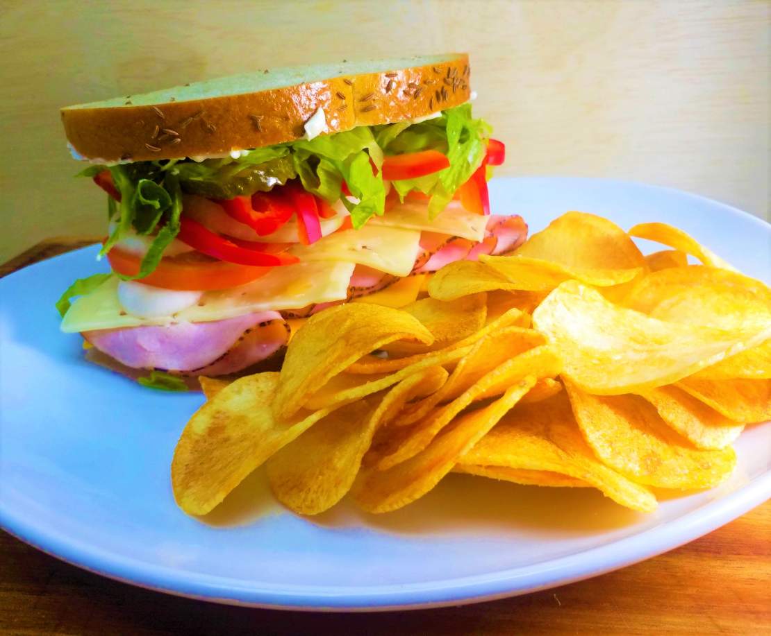 Solve Ham and Swiss Cheese on Rye with homemade chips jigsaw puzzle