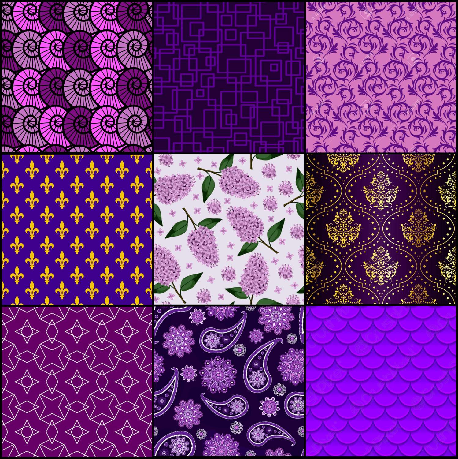 Solve Purple and violet patterns 1 jigsaw puzzle online with 144 pieces