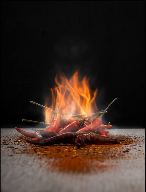 Solve Flaming Hot Peppers jigsaw puzzle online with 20 pieces