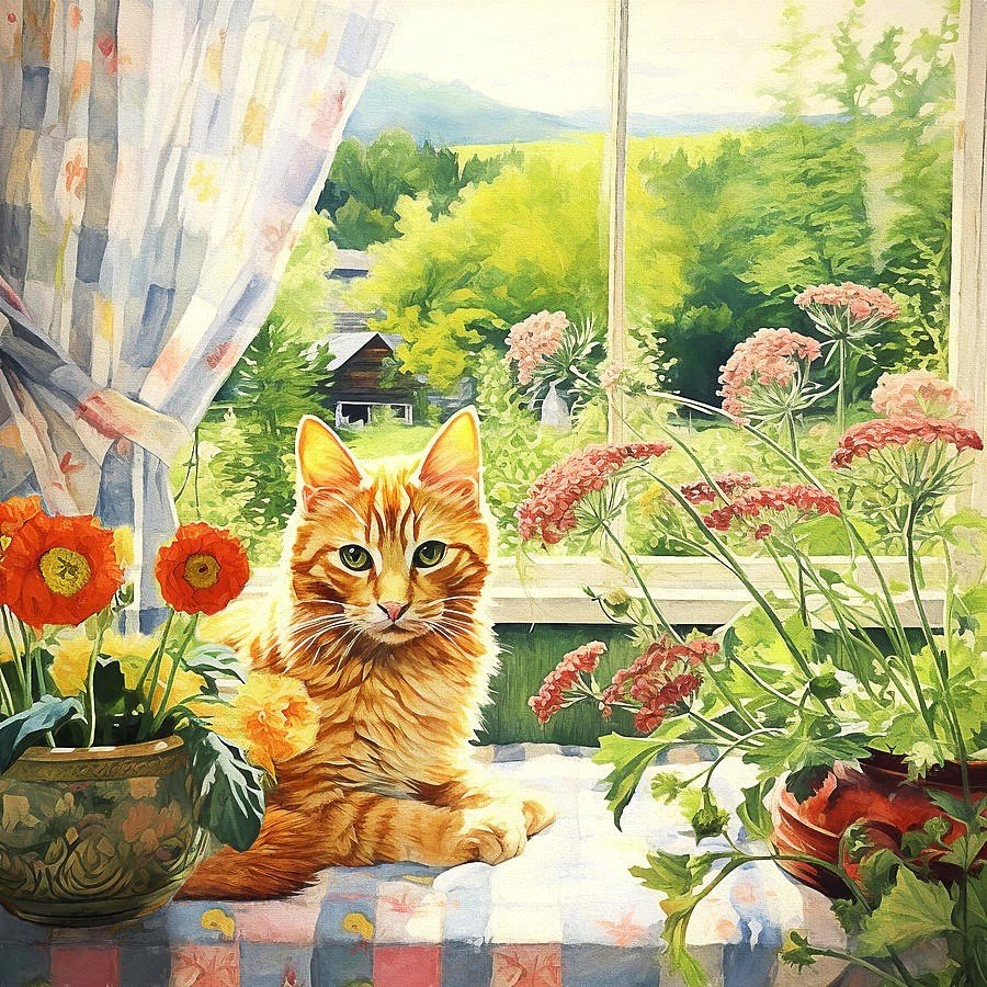 Solve Freddie the Ginger Cat jigsaw puzzle online with 240 pieces