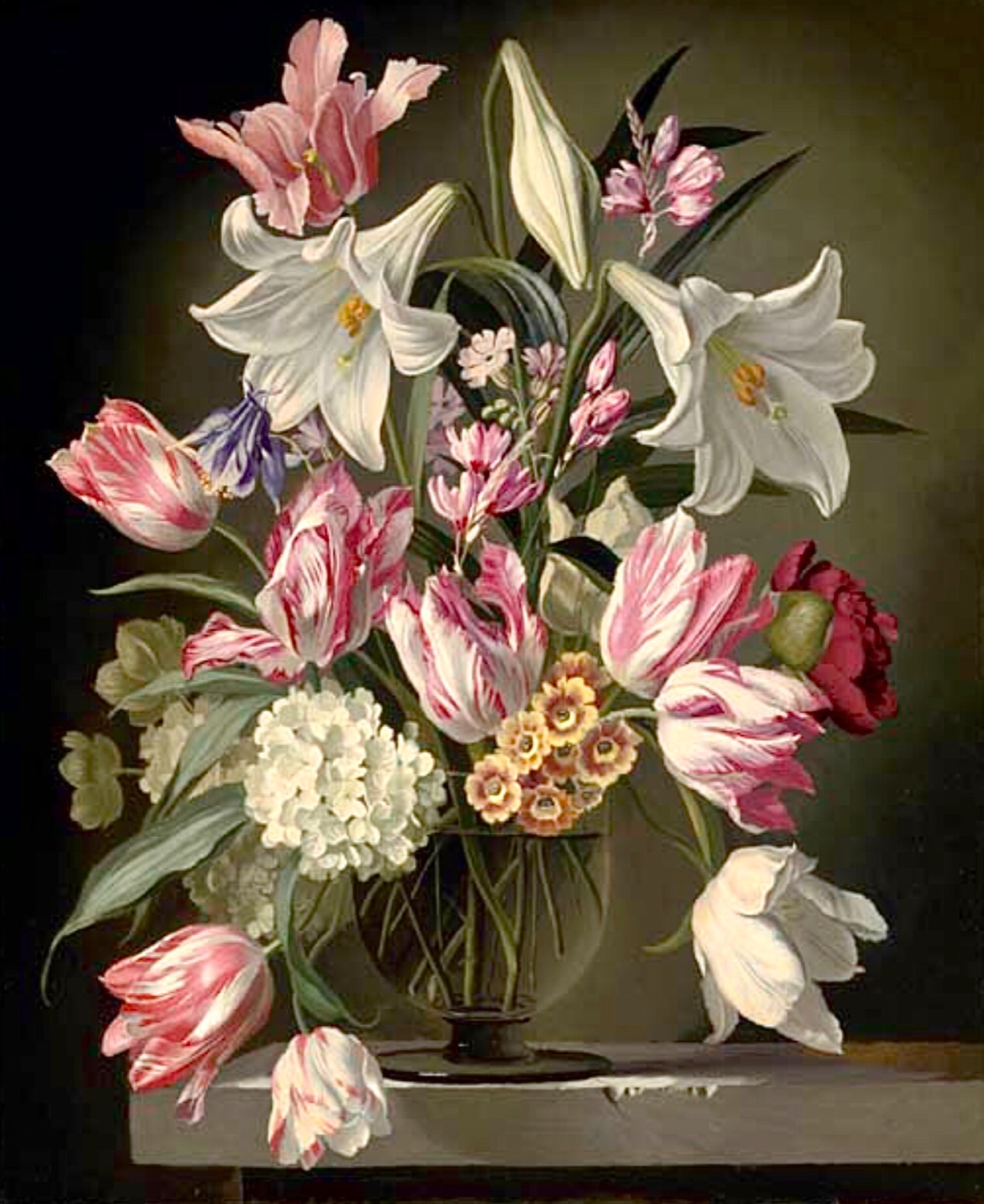 Solve Lilies and Tulips in a Glass Vase, no date, Gerald Cooper (1899