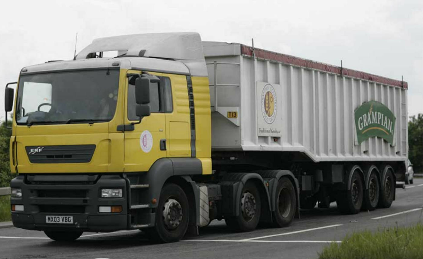 Solve 2003 ERF 6x2 with tri axle tipping trailer jigsaw puzzle online with 126 pieces