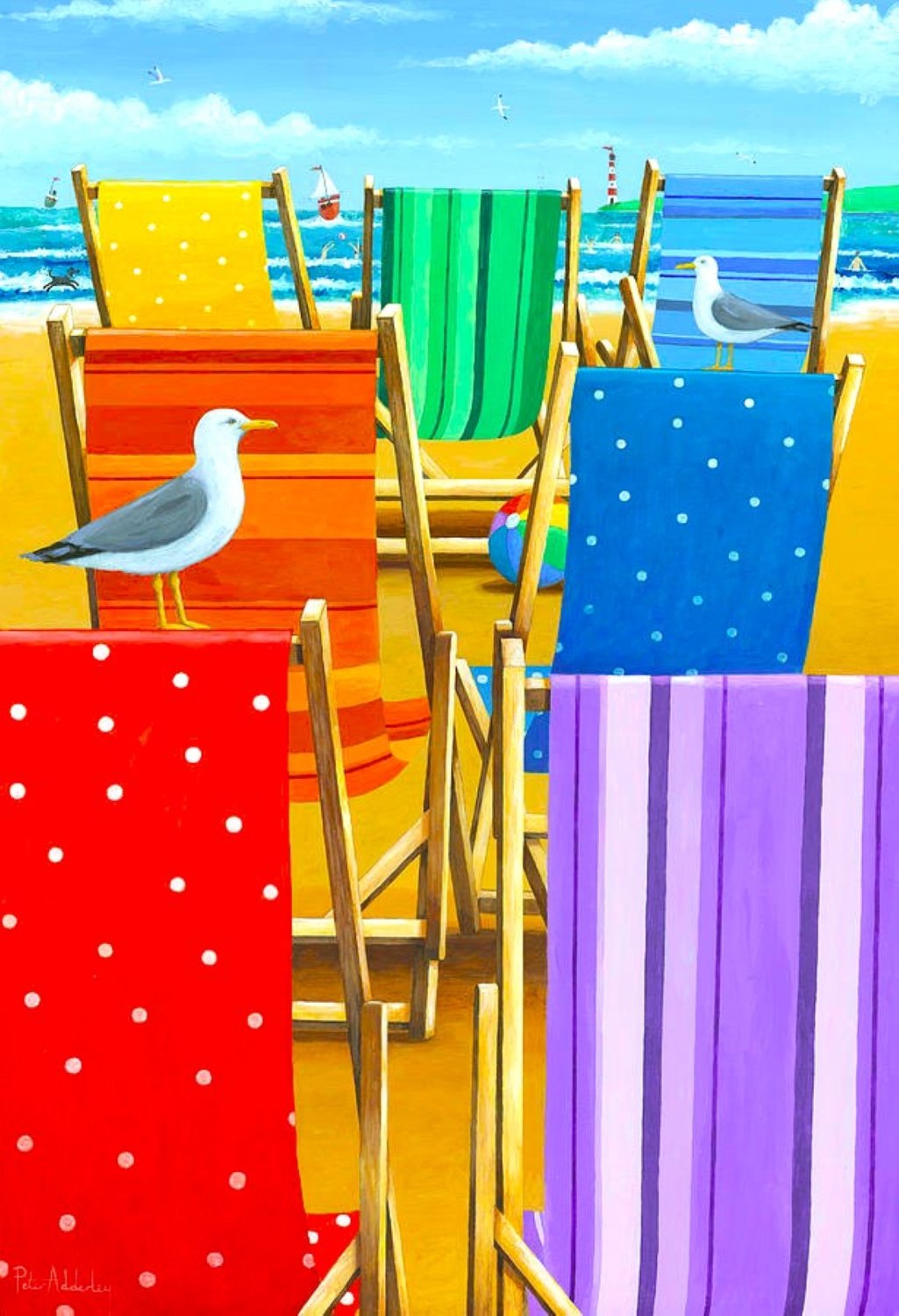Solve Rainbow Beach Chairs jigsaw puzzle online with 600 pieces