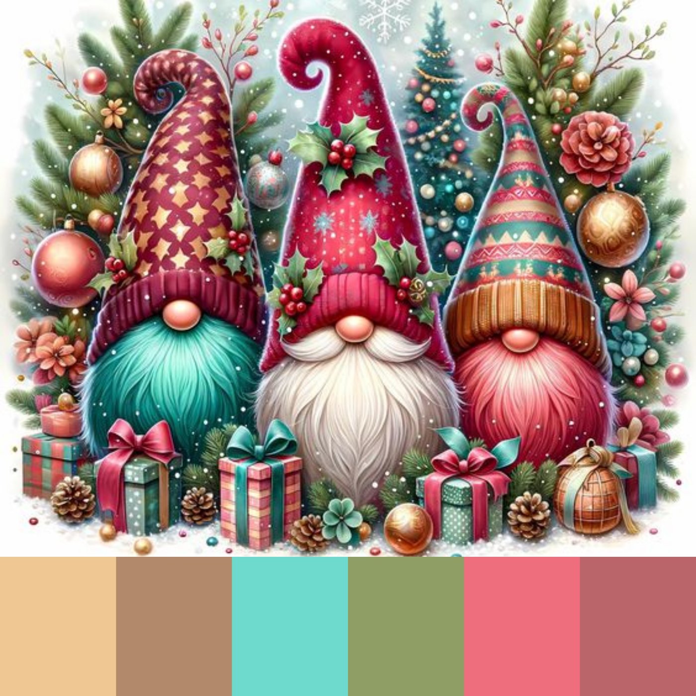 Solve Christmas Gnomes #3 (Small) jigsaw puzzle online with 49 pieces