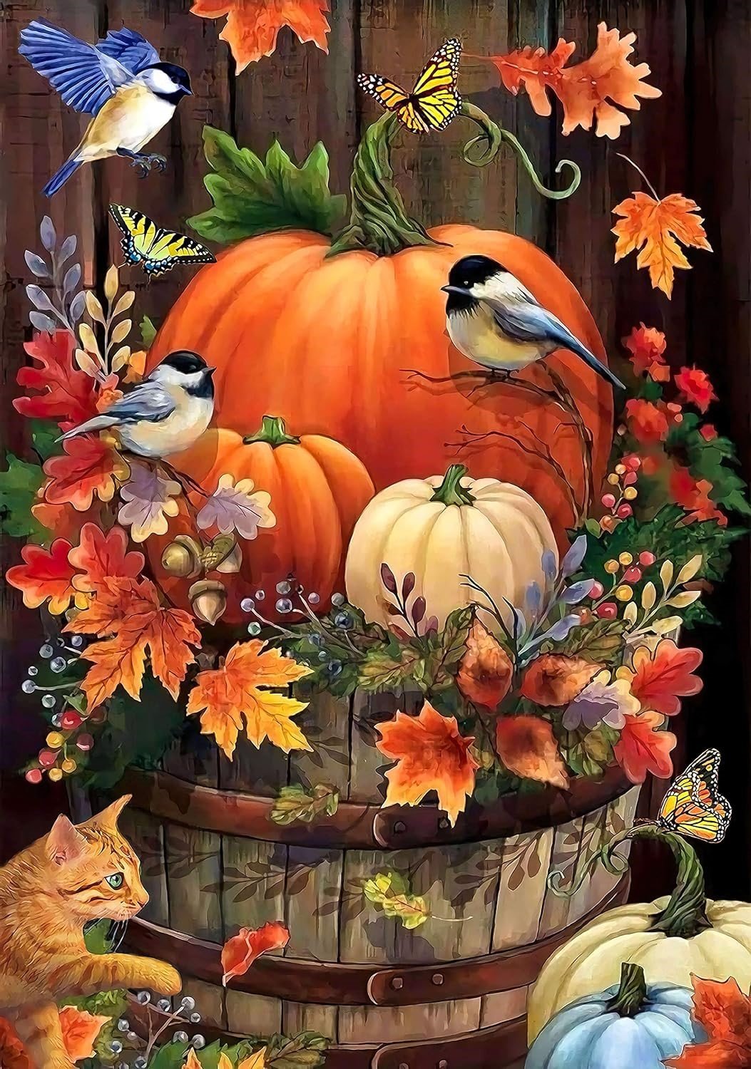 Solve Fall Pumpkins in a Barrel jigsaw puzzle online with 70 pieces