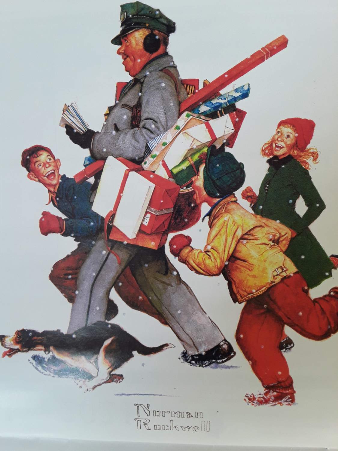 Solve Christmas Mailman /Jolly Postman/Norman Rockwell 1949
