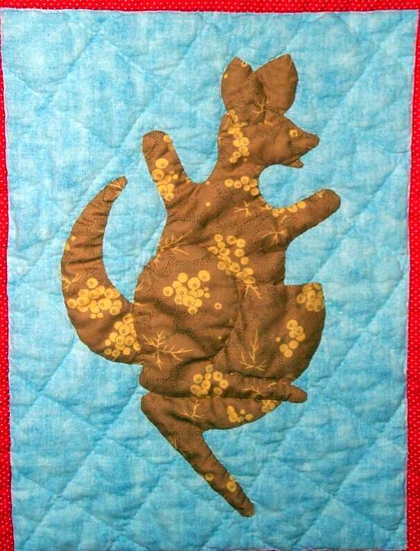 Solve Animal Quilt kangaroo block jigsaw puzzle online with 30 pieces