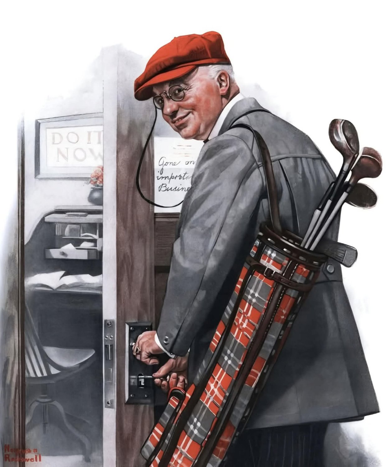 Solve Norman Rockwell jigsaw puzzle online with 56 pieces