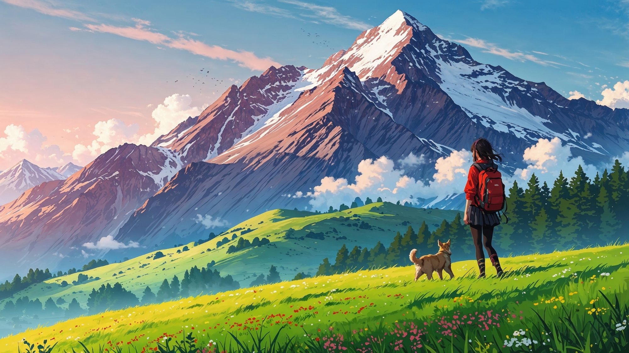 Solve Scenic mountain landscape, stylized with an anime aesthetic ...