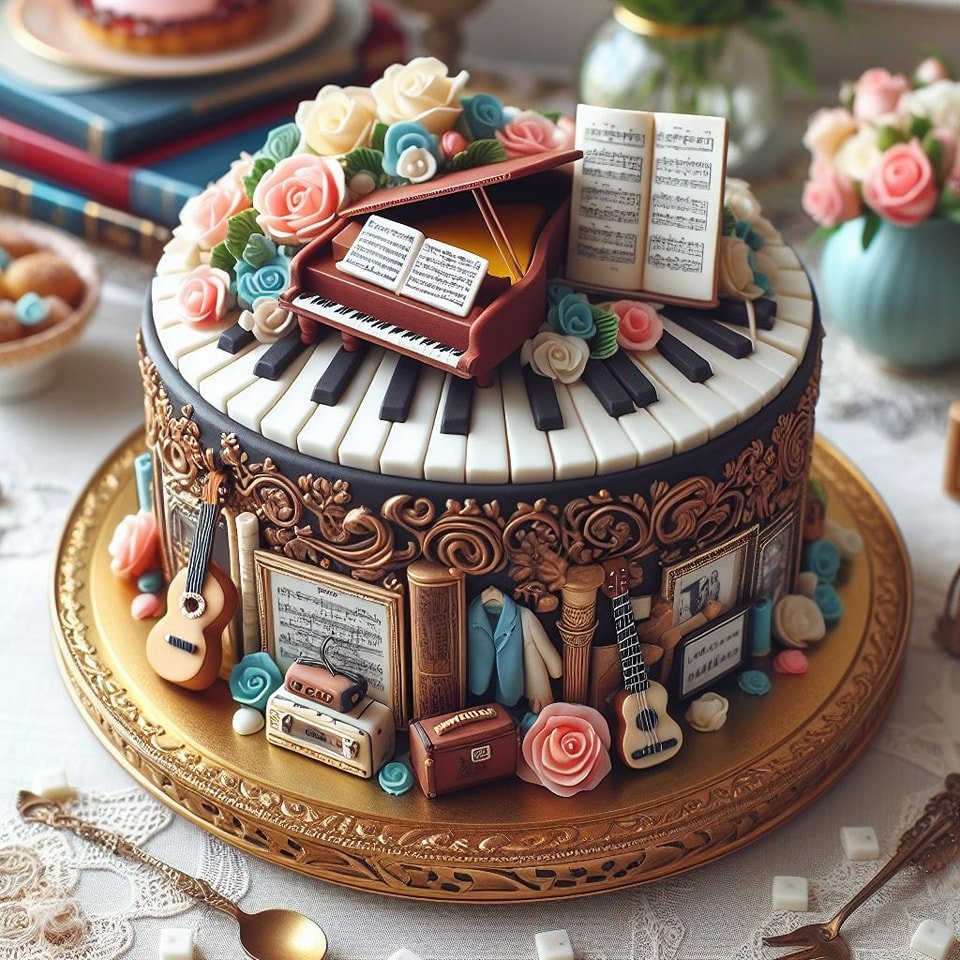 Solve Instrument Cake from Cake art FB jigsaw puzzle online with 64 pieces