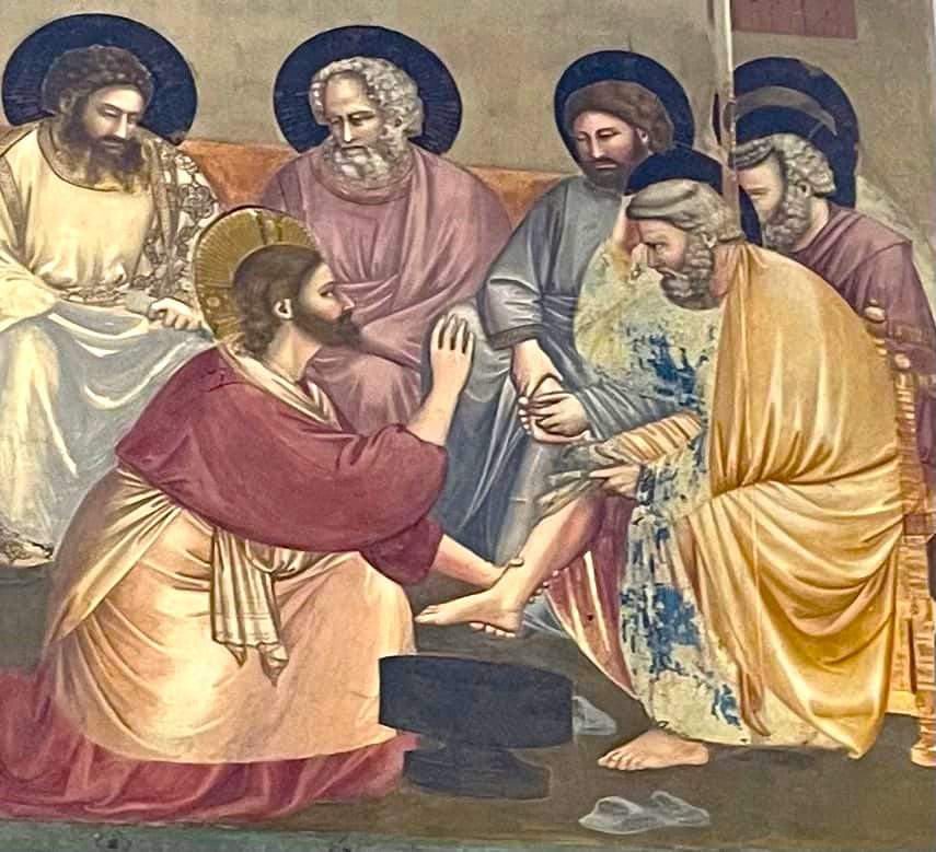 Solve Giotto’s Jesus washing disciples' feet, Judas first, Scrovegni