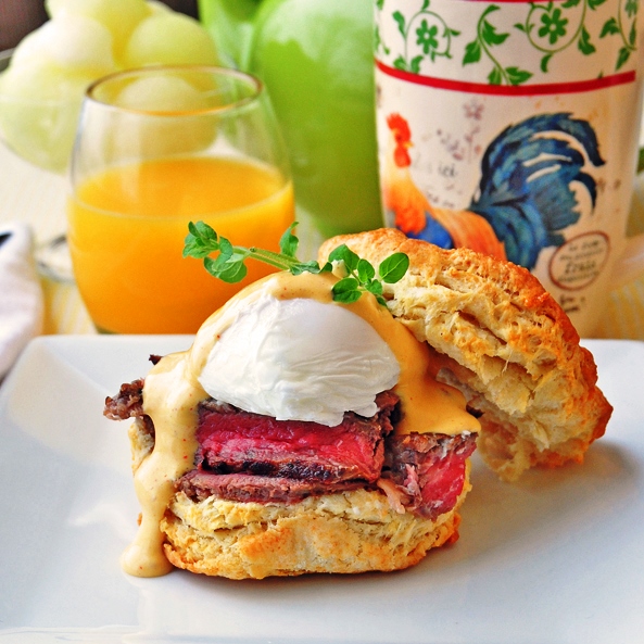 Solve Steak and Eggs Benedict with Brown Butter Sriracha Hollandaise