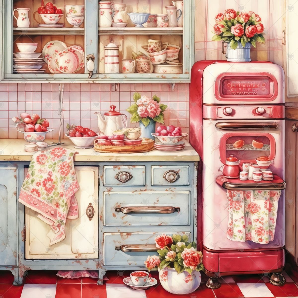 Solve Retro Kitchen jigsaw puzzle online with 144 pieces