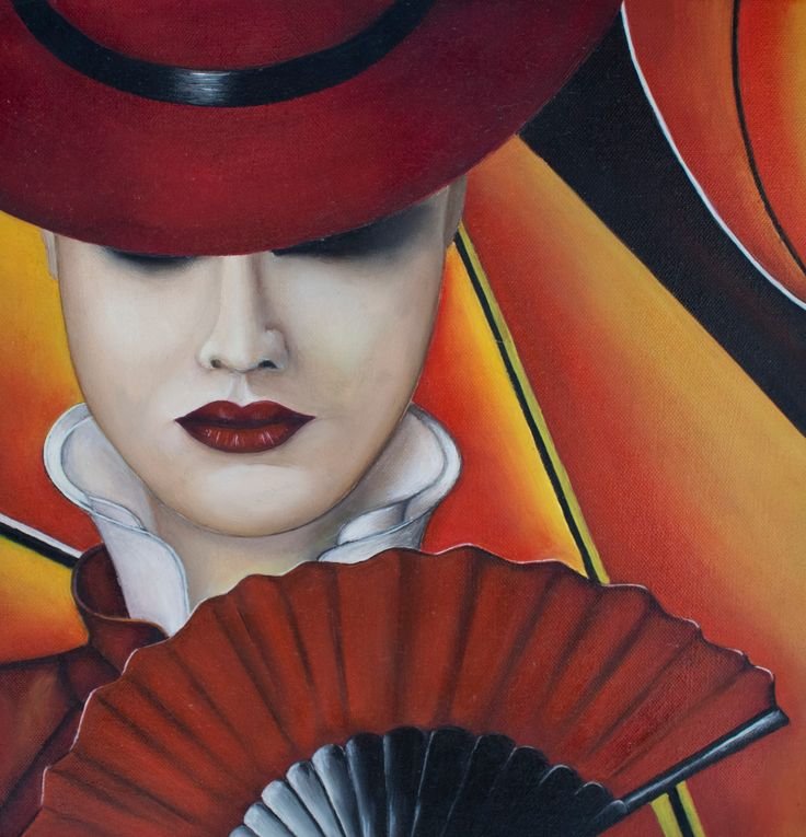 Solve Lady with Hat by Alex Palt jigsaw puzzle online with 49 pieces