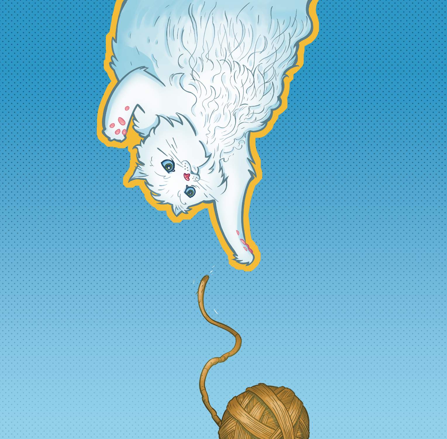 Solve Cat Chasing Yarn 2 jigsaw puzzle online with 196 pieces