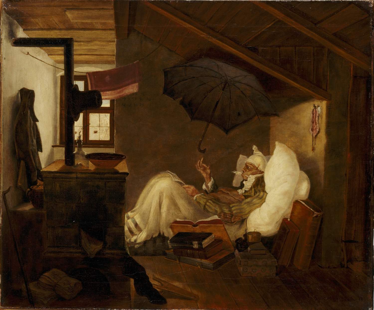 Affiche D'art "Le Pauvre Poète" De Franz Carl Spitzweg - Poster Décoratif Multicolore - Neuf Sous Film