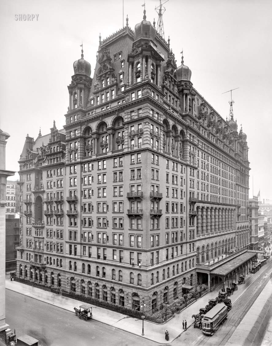 Solve New York circa 1910. "WaldorfAstoria Hotel, Fifth Avenue and
