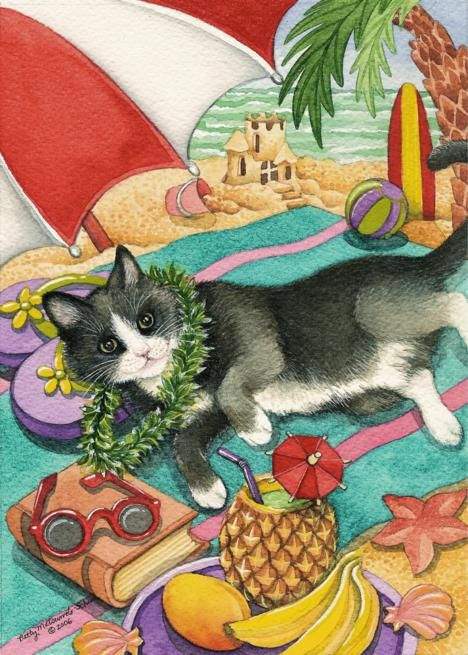 Jigsaw Puzzle | Summer Fun Cat | 70 pieces | Jigidi