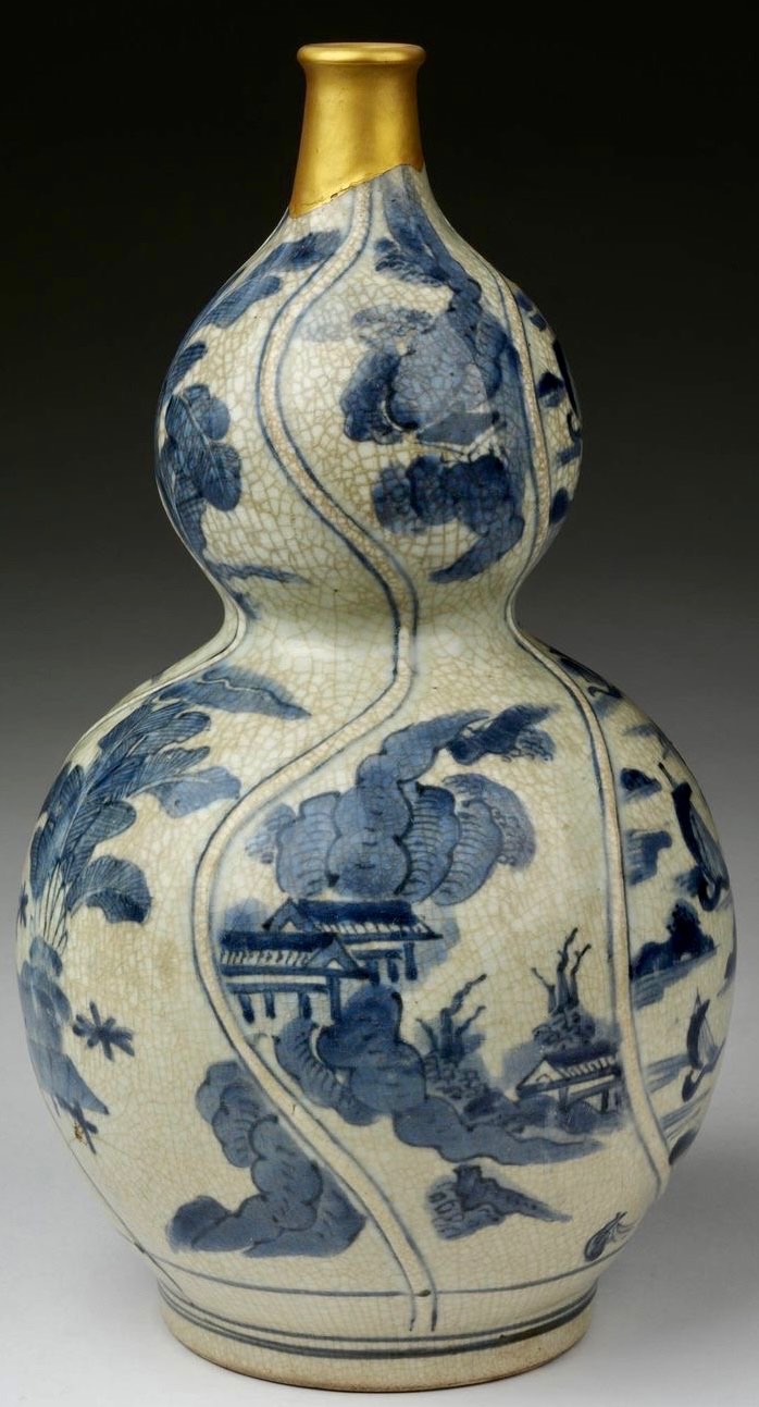 Solve Imari Sake Bottle, Repaired with Gold Lacquer jigsaw puzzle