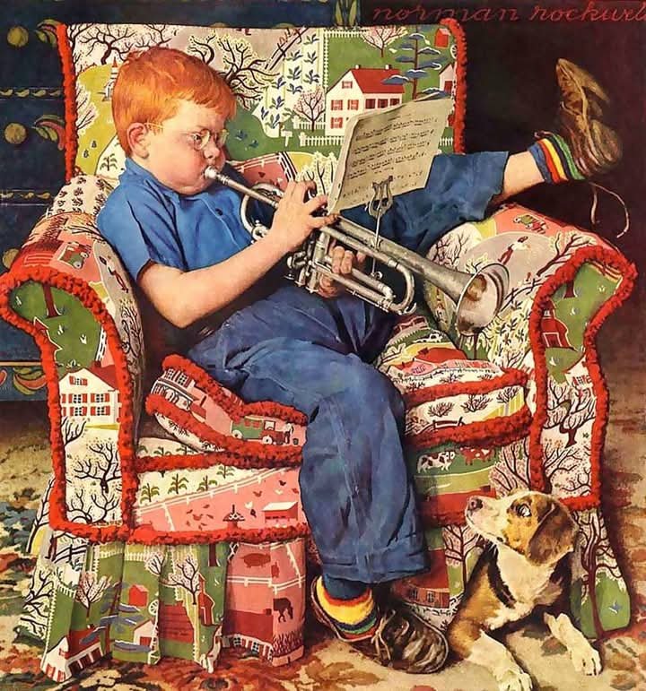Solve Norman Rockwell jigsaw puzzle online with 56 pieces