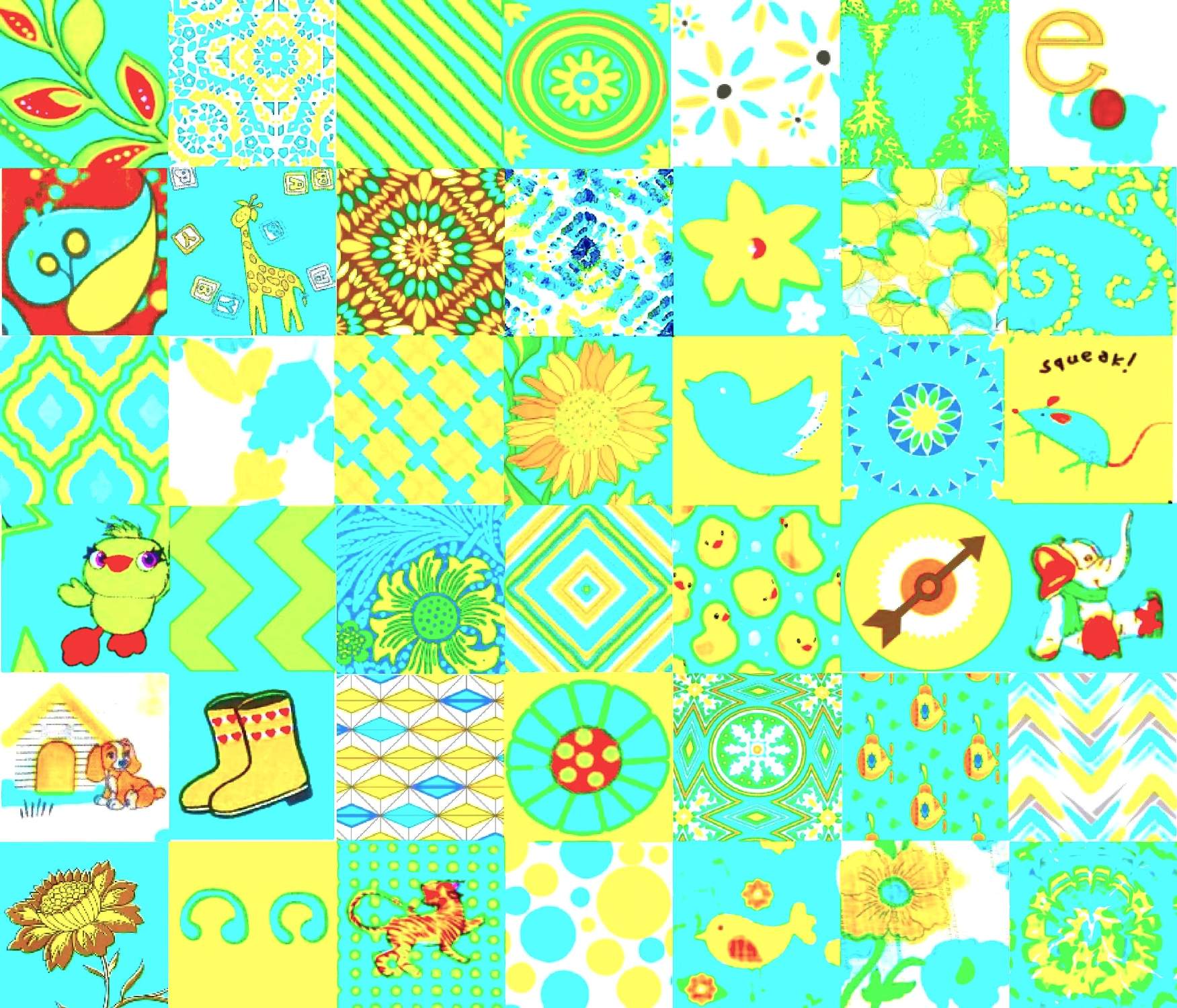 Solve PATCHWORK AQUA AND YELLOW jigsaw puzzle online with 255 pieces