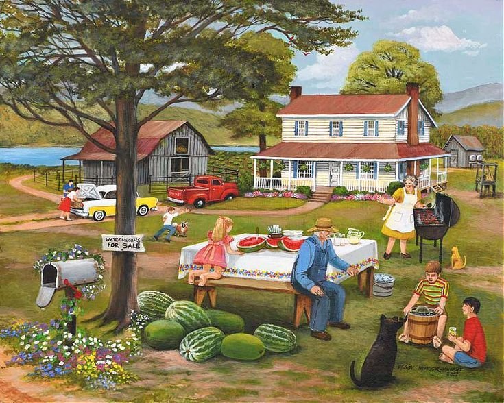 Solve Watermelons for Sale jigsaw puzzle online with 120 pieces