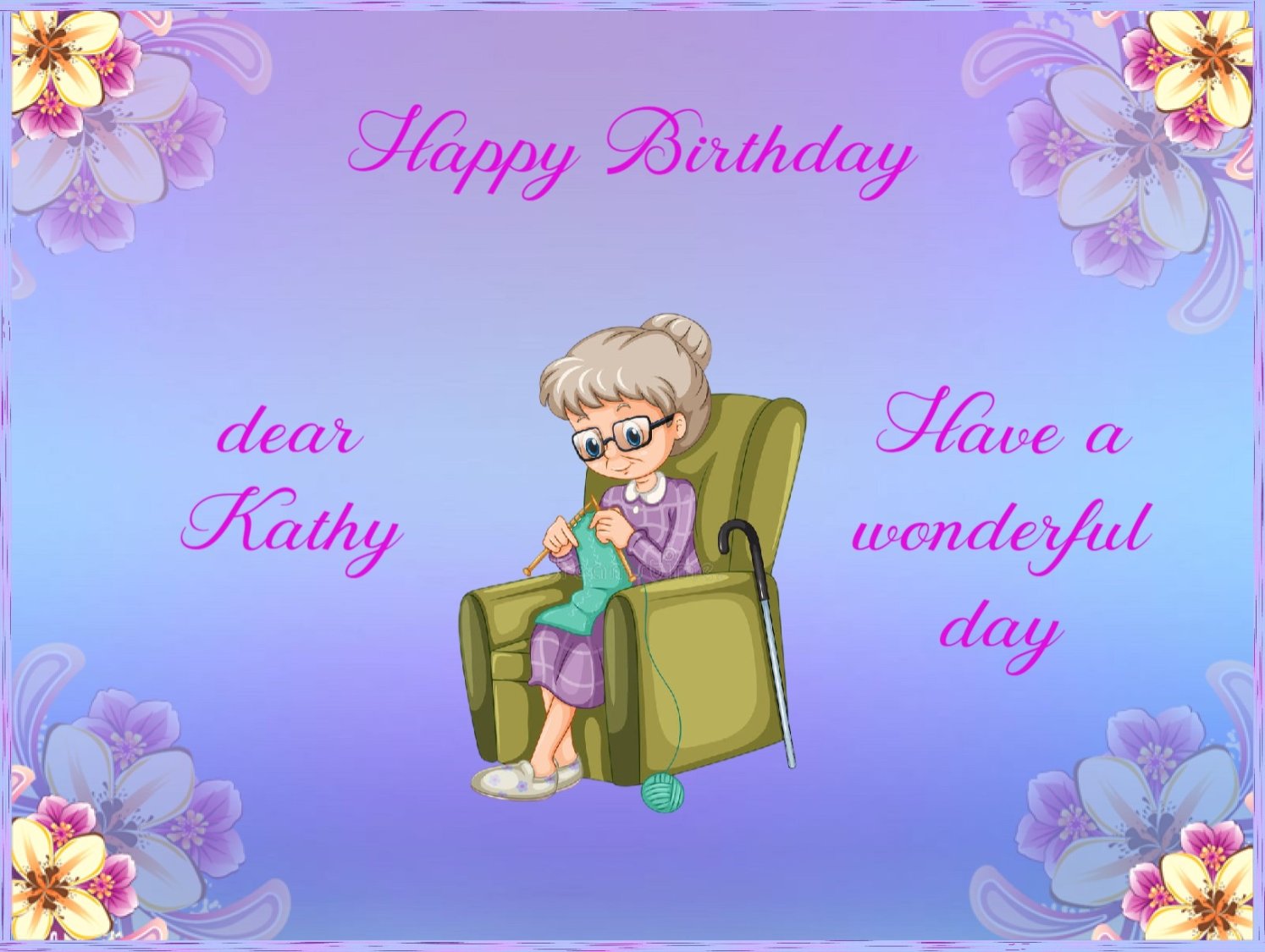 Solve Happy Birthday dear Kathy (Needles_50) jigsaw puzzle online with