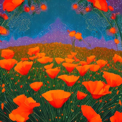 Solve California poppies jigsaw puzzle online with 9 pieces