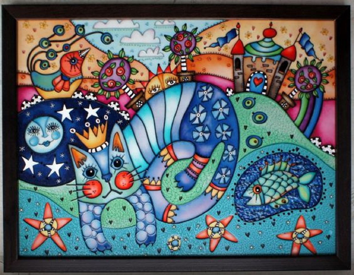 Картина расписана. Витражные картины ирины васильевой. Картина расписана. Винтажная роспись по стеклу. Стилизованная жар птица.