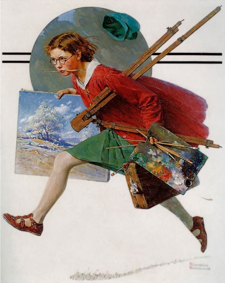 Solve Norman Rockwell jigsaw puzzle online with 63 pieces