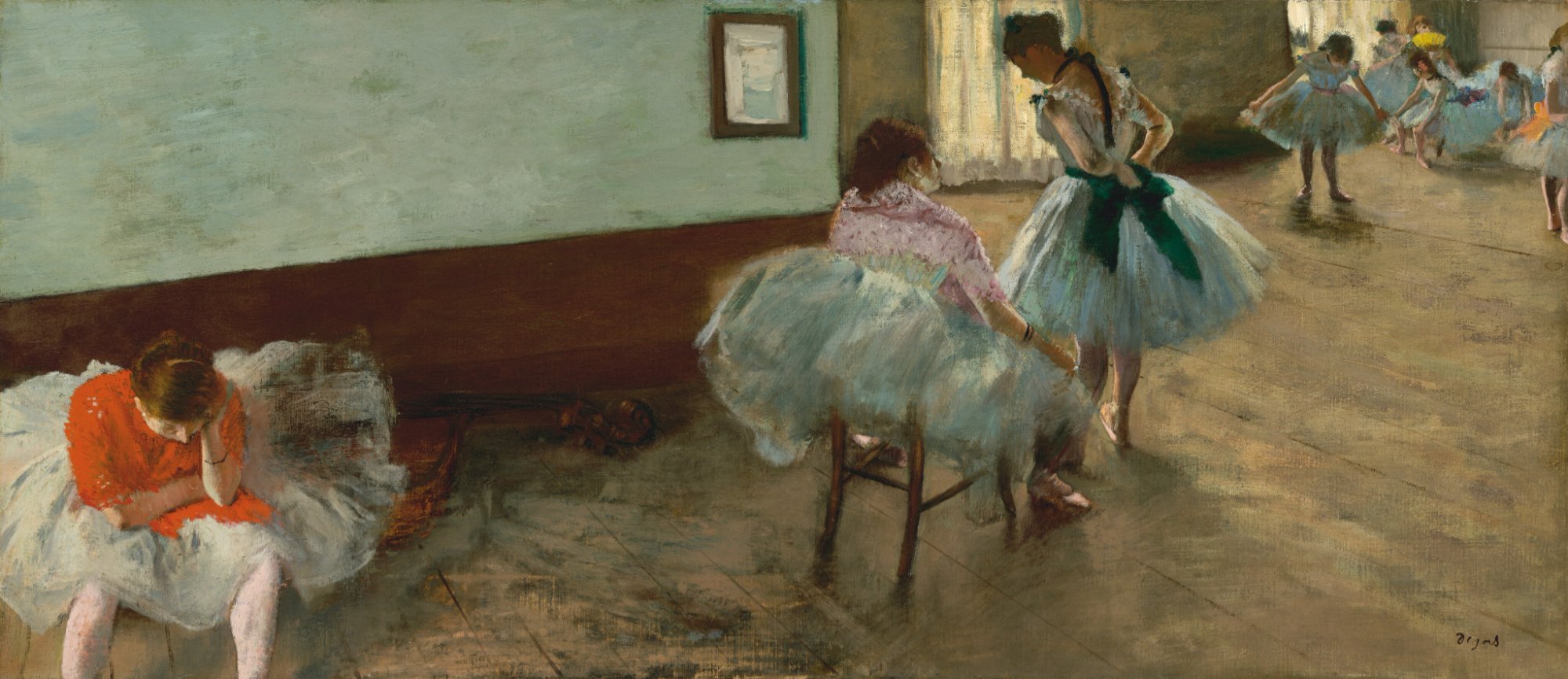 Solve The Dance Lesson, c. 1879 Edgar Degas jigsaw puzzle online with