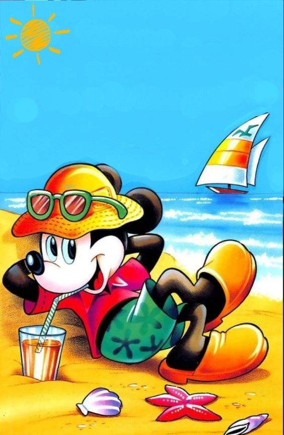 Solve Mickey à la plage jigsaw puzzle online with 140 pieces