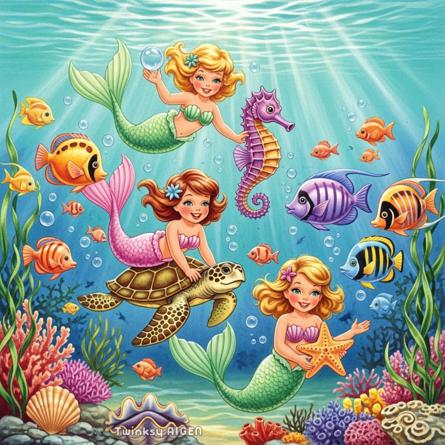 Solve Mermaids Having Fun. From 9-600 Pieces. jigsaw puzzle online with ...