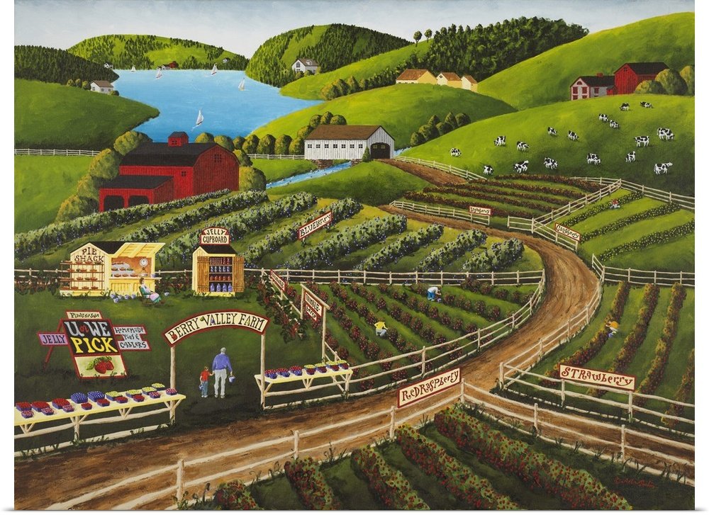 Solve Berry Valley farm by Art Poulin jigsaw puzzle online with 63 pieces